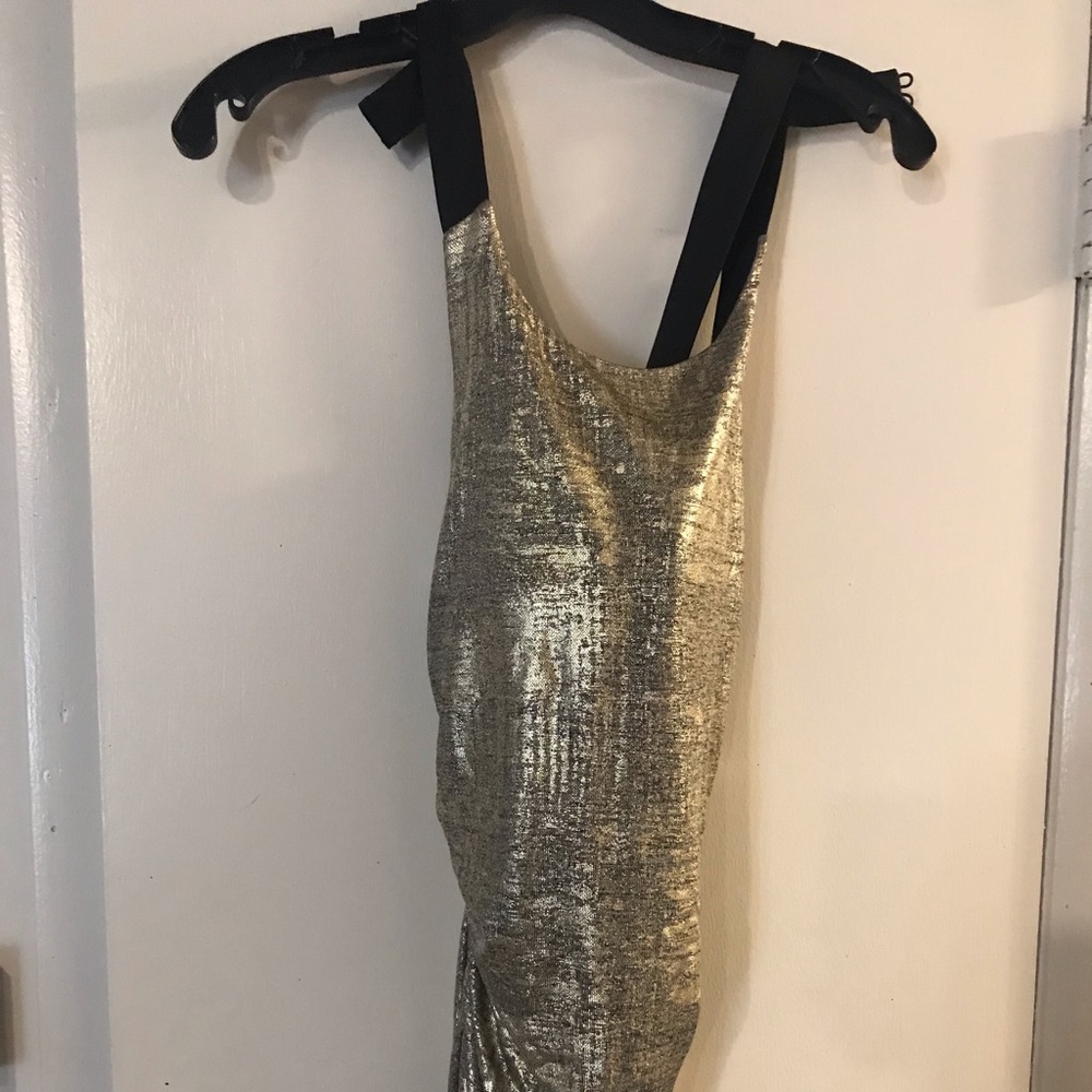Calvin Klein Floor Length Gold Formal Dress